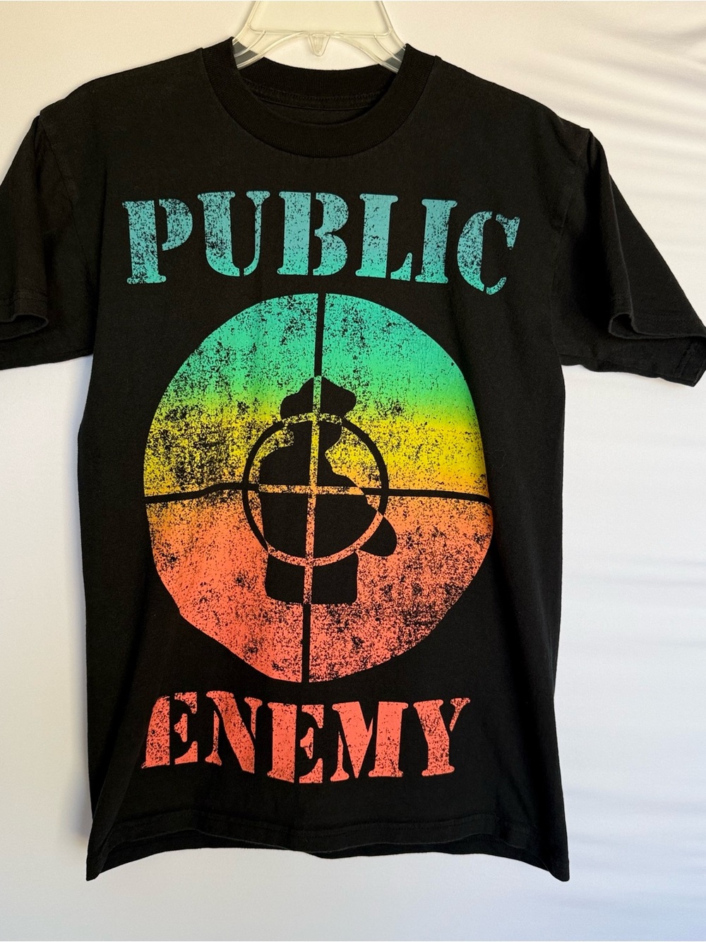 Control Graphic Tee Black w/ Teal/Yellow/Orange Retro Print Public Enemy Adult S